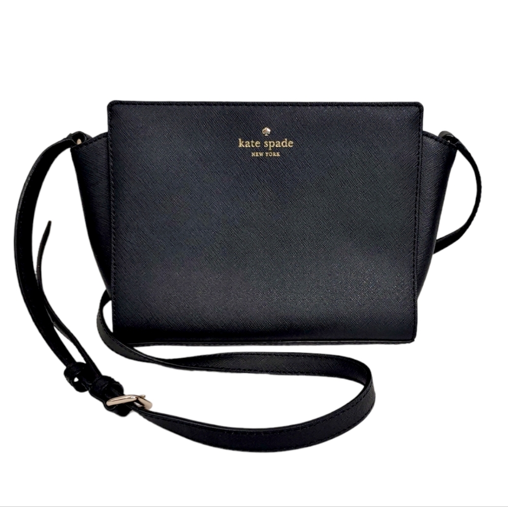 Kate Spade Black Leather Grand Cedar Street Hayden Mini Crossbody Bag Purse